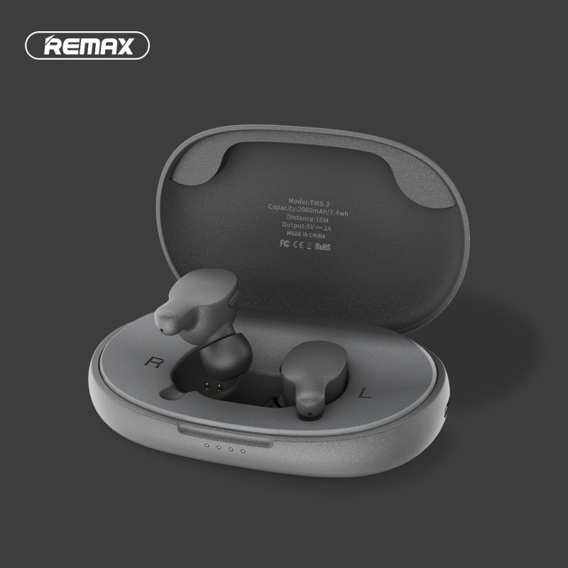 原裝正貨 REMAX 精品TWS立體聲藍牙耳機系列連‘石卵’盒充電倉• TWS-3