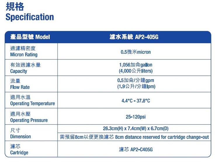 [免費升級]  3M AP Aqua-Pure Easy LC 高效型濾芯  ** 此形號停產 直接轉做405G 更高流量濾芯 **