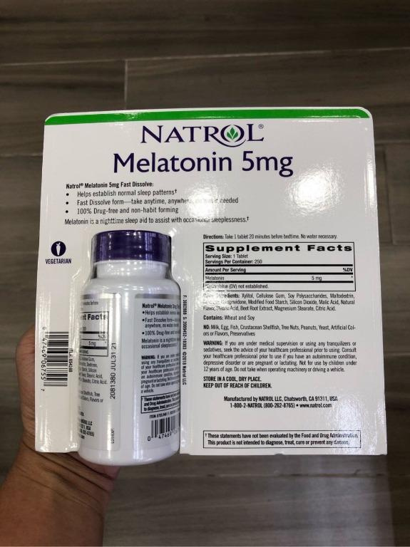 Natrol Melatonin褪黑激素睡眠片5亳克 (草莓味) [250粒裝] 美國本地版(EXP：02/2024）