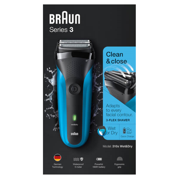 Braun 310S 可充電乾濕兩用電鬚刨 [藍色]