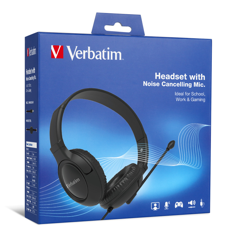 Verbatim 帶降噪麥克風的多媒體耳機 - 3.5毫米插孔 66705