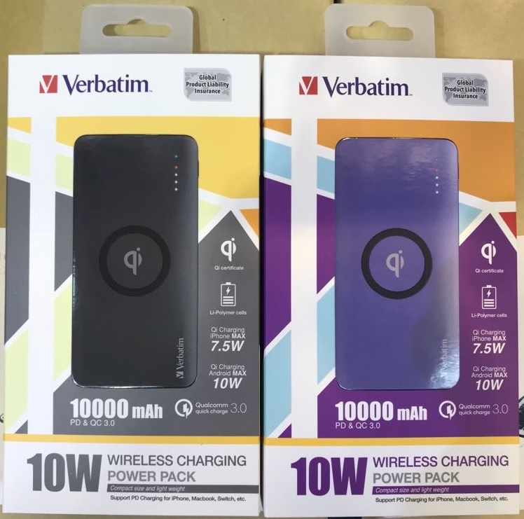 Verbatim 10W 10000mAh 無線移動電源 3.0 [2色]