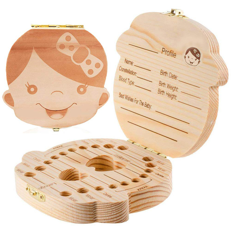 木製嬰兒牙齒收藏盒 [2款]　