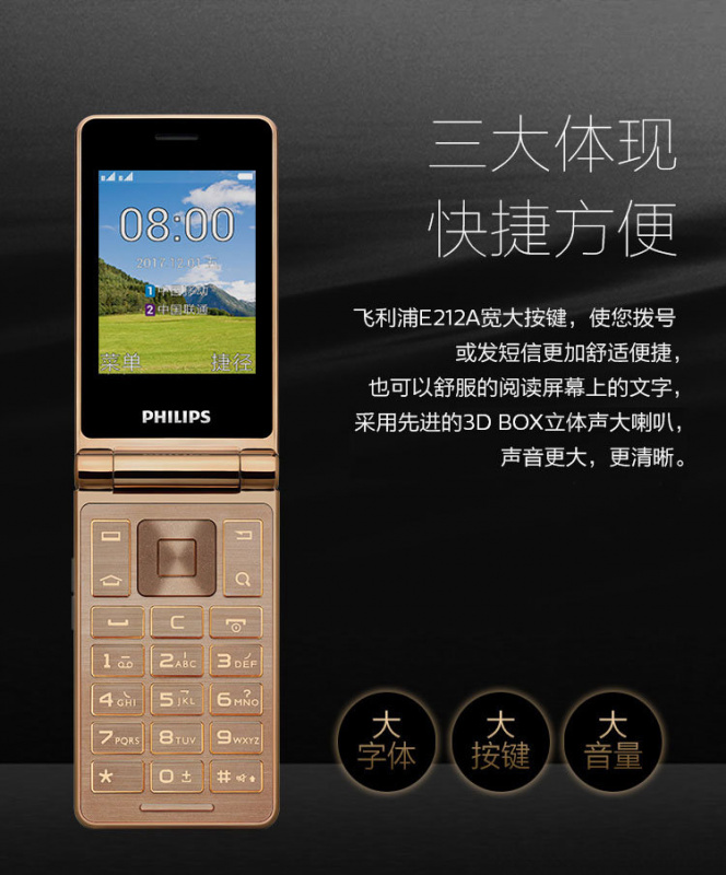 Philips E212A 翻蓋大字手機