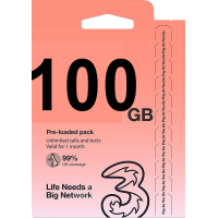 3UK 英國+歐洲 30日 100GB 無限分鐘流動數據儲值卡
