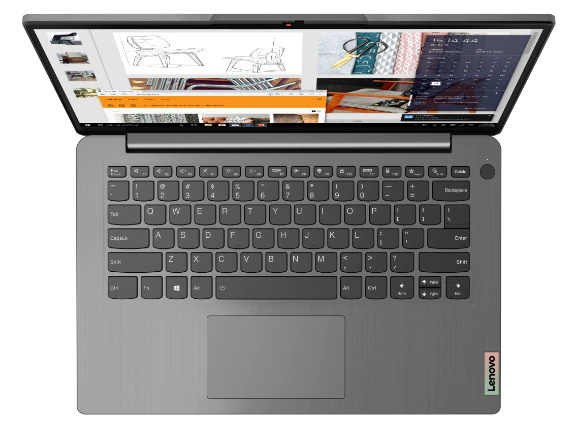 Ideapad 3 14inch Hero Keyboard Arctic Grey lid open screen on