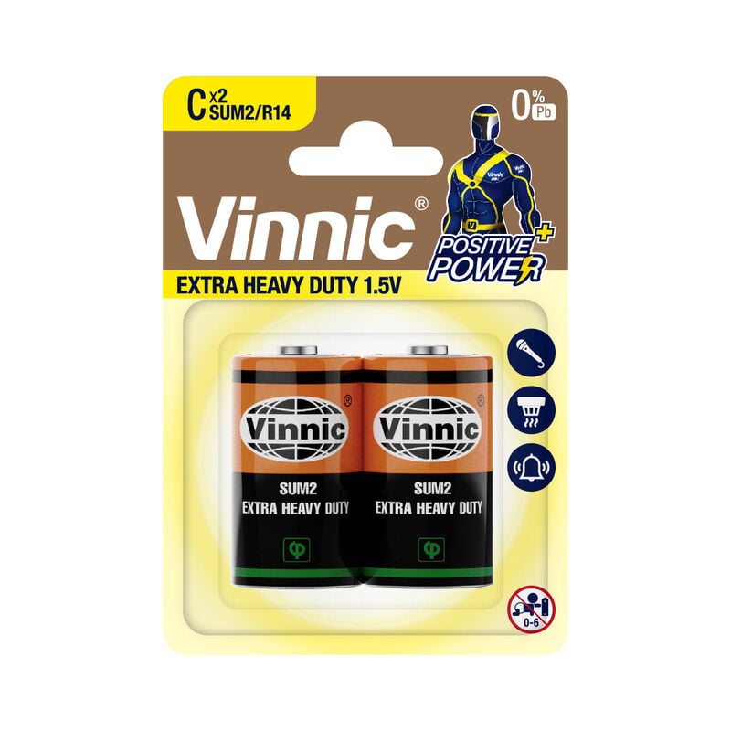 Vinnic Zinc Chloride Battery Extra Heavy Duty C SUM2 / R14 (1.5V ...
