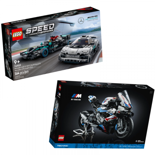 LEGO 42130 BMW M 1000 RR (Technic) + LEGO 76909 Mercedes-AMG F1 W12 E Performance & Mercedes-AMG Project One (Speed Champions)