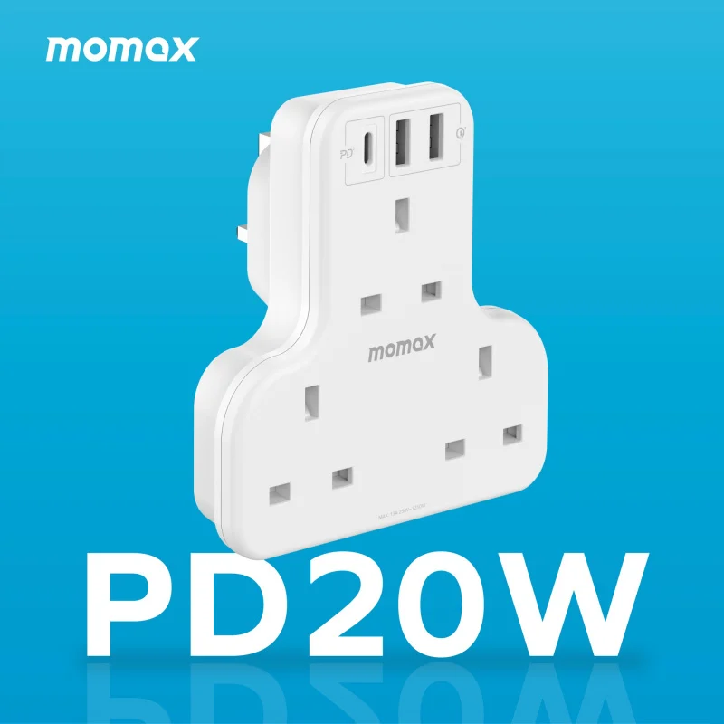 MOMAX ONEPLUG PD20W 2A1C 3位T型插座/3位萬能插蘇 (US6/US8) [3色]