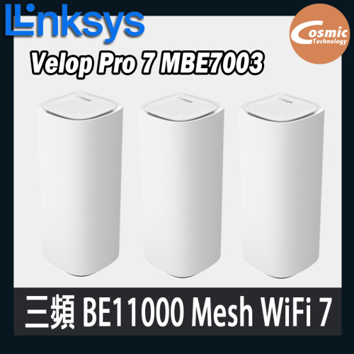 Système WiFi 7 Mesh Linksys Velop Pro 7 Lot De 3 - Débit 10Gbit/s, Couverture 825m², 600 Appareils