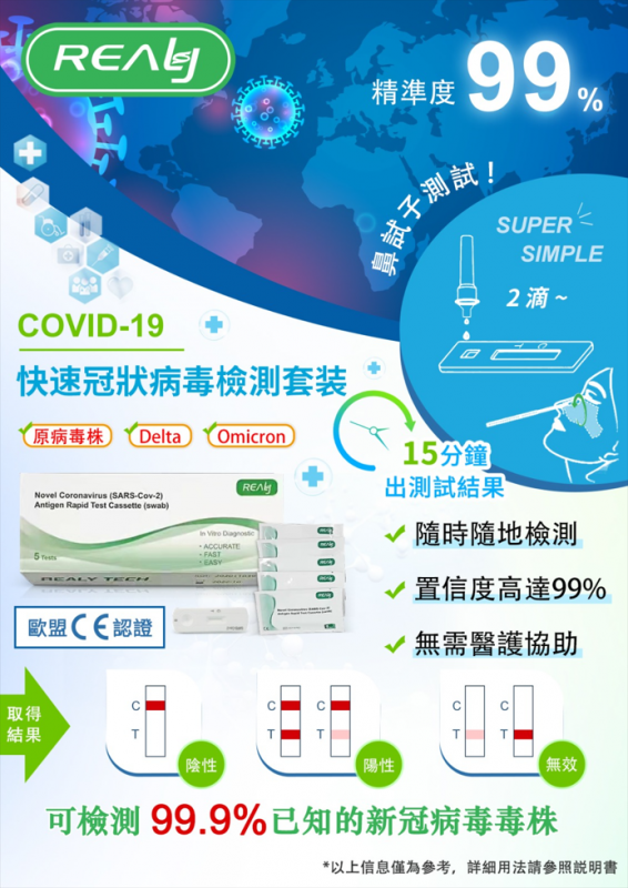 [現貨] [5次測試] REALY TECH COVID-19 Antigen Test Kit Sars-CoV-2抗原快速檢測試劑 ...