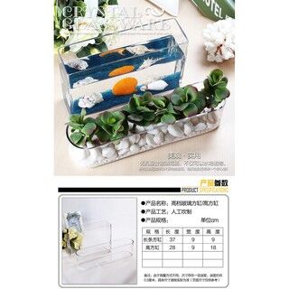 2202 -創意水族箱玻璃長方形條形方形金魚缸辦公桌面 迷你小型造景魚缸 2202 - Creative Aquarium Glass Rectangle Strip Square Goldfish Tank Desk Top Mini Small Landscape Fish Tank