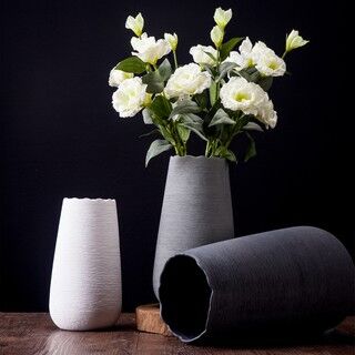現代簡約陶瓷插花花瓶歐式創意客廳白色干花器北歐家居裝飾品擺件 Modern minimalist ceramic flower arrangement vase European-style creative living room white dry flower device Nordic home decoration ornaments