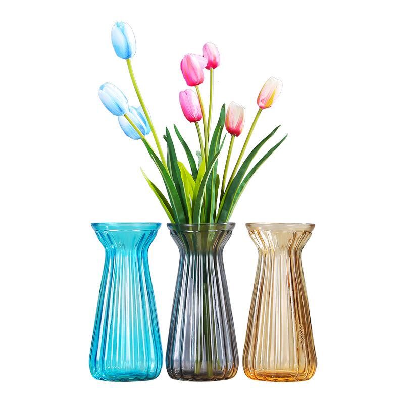 透明收腰折紙玻璃花瓶創意水培花瓶簡約干花花瓶插花瓶彩色擺件 Transparent waist origami glass vase creative hydroponic vase simple dry flower vase vase vase color ornaments