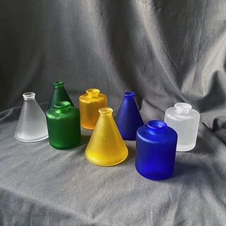{{ 老叢 }}⚱️早期外銷霧面幾何玻璃花器  圓柱 圓錐 {{ Lao Cong }}⚱️Early export matte geometric glass vase Cylinder Cone