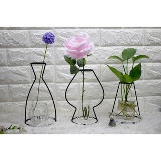 🙋🌱P&K優品館🌱裝飾黑色線條極簡主義花瓶架北歐花卉飾品 🙋🌱P&K Youpin Store🌱 Decorative Black Line Minimalist Vase Holder Nordic Floral Ornament