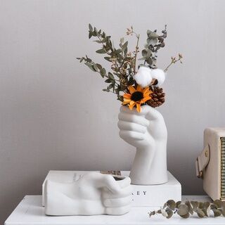北歐 創意 陶瓷花瓶 家居工藝品 擺件 拳頭花器 人體藝術 客廳擺件 Nordic Creative Ceramic Vases Home Crafts Ornaments Fist Flowers Body Art Living Room Ornaments