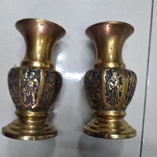 銅花瓶一對宗教信仰花瓶系列 A pair of copper vase religious belief vase series