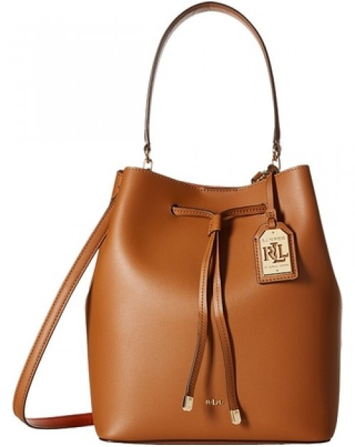 lauren leather debby drawstring bag