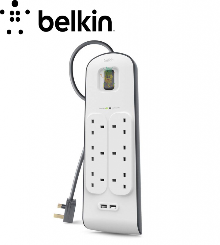 Belkin - BSV604sa2M / 2.4 安培USB 充電 6 位防雷保護拖板