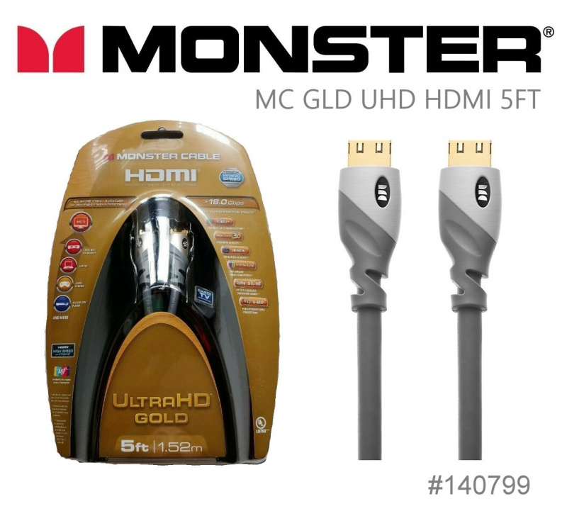 Monster UltraHD Gold HDMI Cable 5ft/1.52m HDMI線(140799)