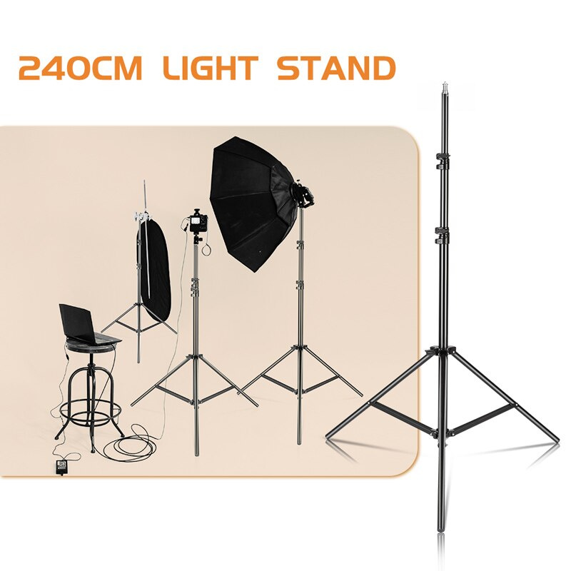 攝影脚架重型燈架 2.4m 2m 可調節氣墊金屬攝影加厚三腳架適用於攝影棚閃光燈