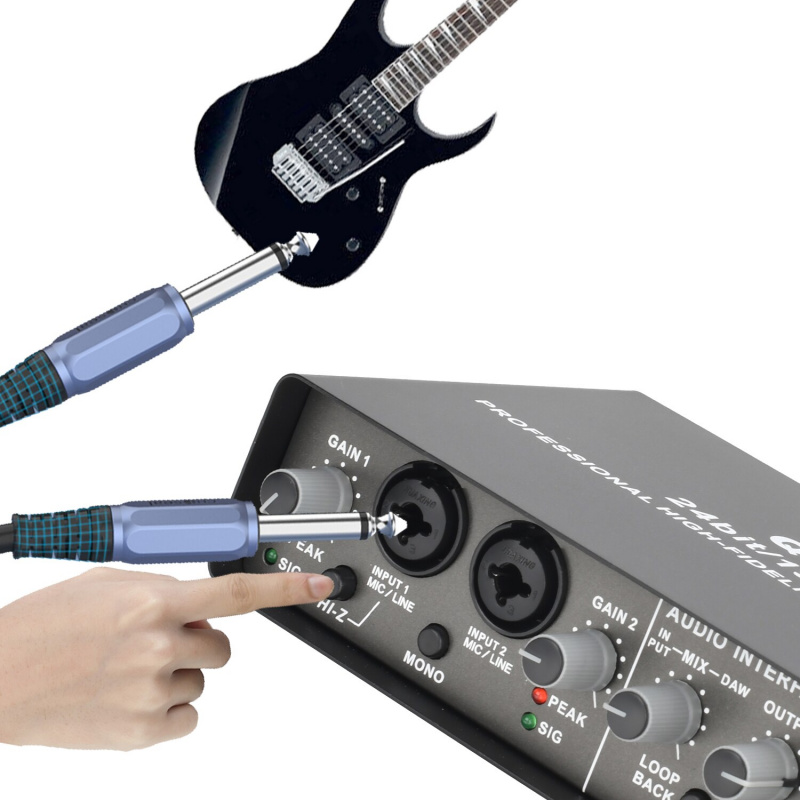錄音器材專業音頻接口聲卡帶監聽電吉他現場錄音音頻提取器用於工作室唱歌Q24