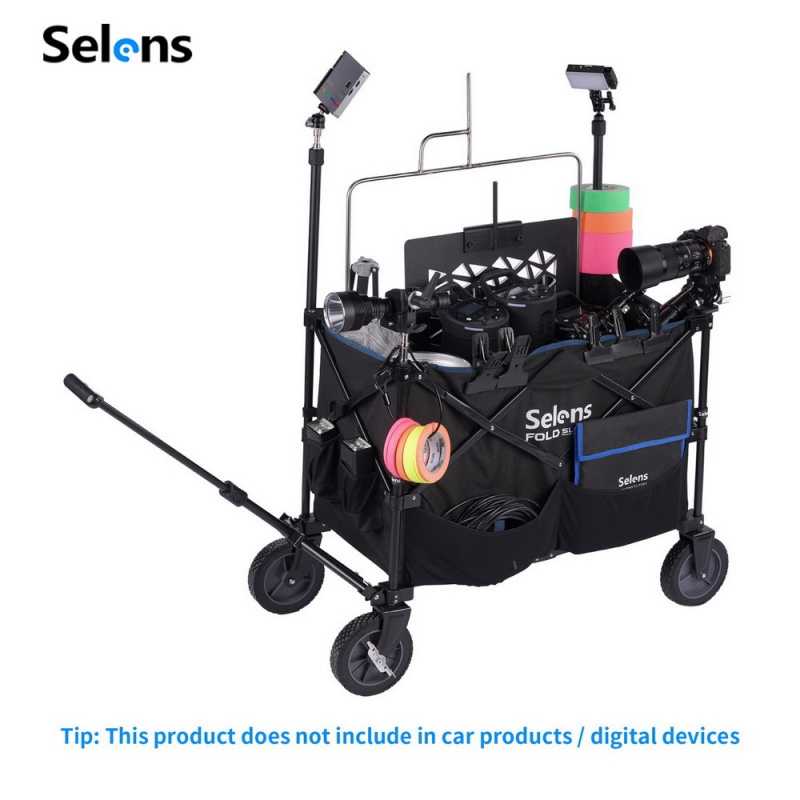 攝影戶外Selens 可折疊戶外工具車多功能儲物盒帶 360 度萬向輪照相館燈架攝影配件
