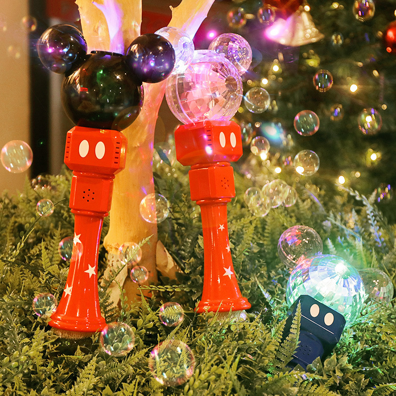 吹泡泡迪士尼卡通米老鼠自动吹泡泡棒灯光音乐防水玩具儿童女孩玩具礼物