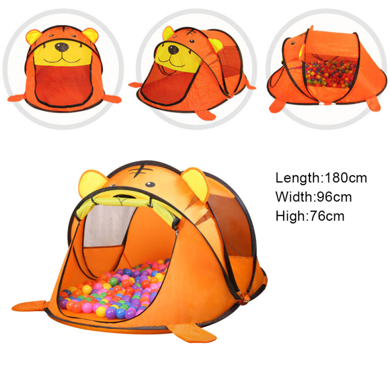 兒童帳篷便攜式老虎兒童帳篷卡通動物兒童過家家戶外大型彈出玩具帳篷室內網嬰兒球池坑玩具