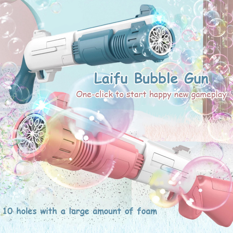 吹泡泡10 孔电动泡泡枪加特林泡泡枪机肥皂泡魔法泡泡浴室户外儿童玩具