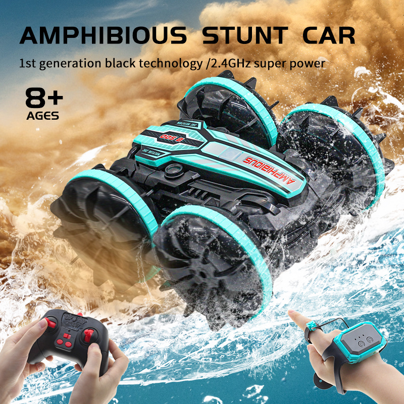 玩具車Amphibious RC Car Remote Control Stunt Car Vehicle Double-sided Flip Driving Drift Rc Cars Outdoor Toys for Boys