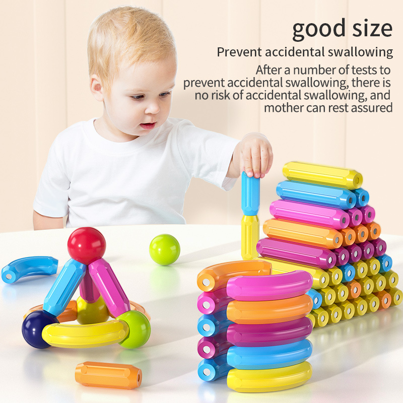 女孩玩具儿童磁性积木套装磁性球棒积木蒙台梭利儿童男孩女孩益智玩具