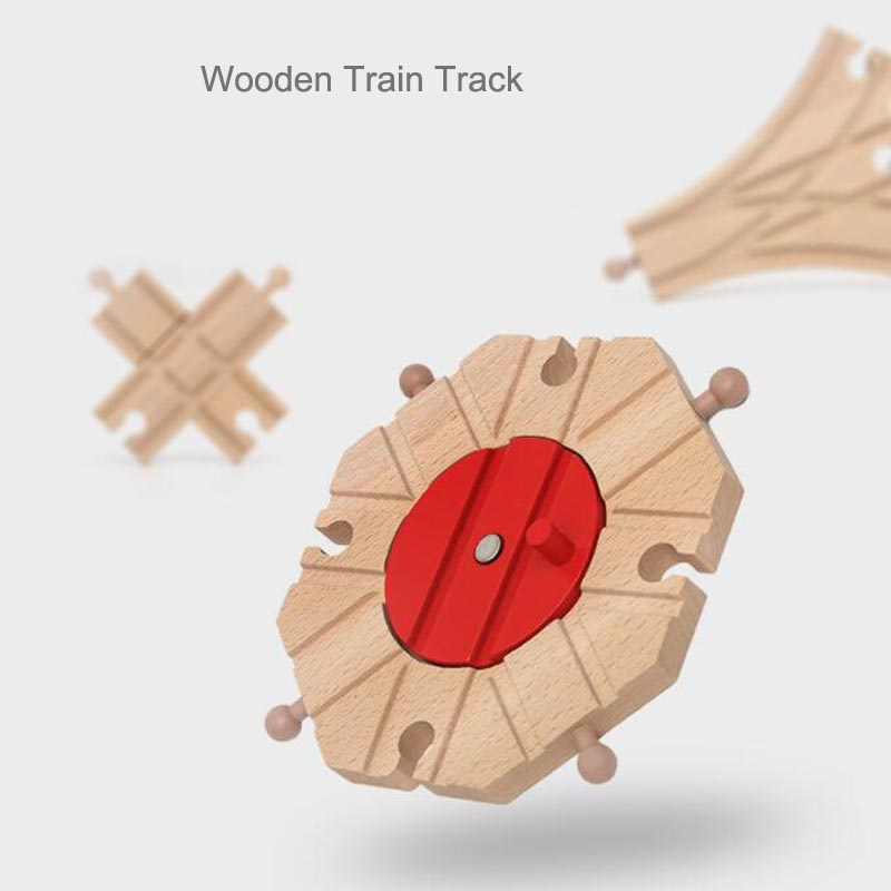 軌道玩具New Wooden Train Track Railway Accessories All Kinds of Wood Track Fit Biro Tracks Educational Toys Children