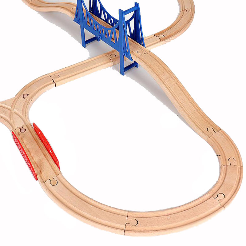 軌道玩具New Wooden Train Track Railway Accessories All Kinds of Wood Track Fit Biro Tracks Educational Toys Children