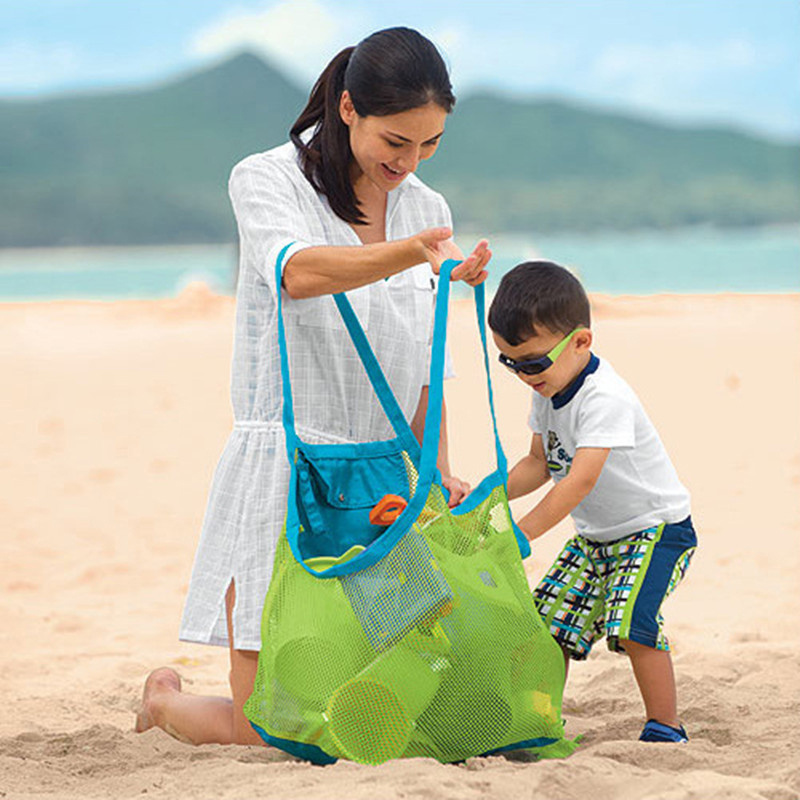 粘土玩具便携式婴儿海洋收纳网袋儿童儿童沙滩沙玩具网袋水上乐趣运动浴室衣服毛巾背包