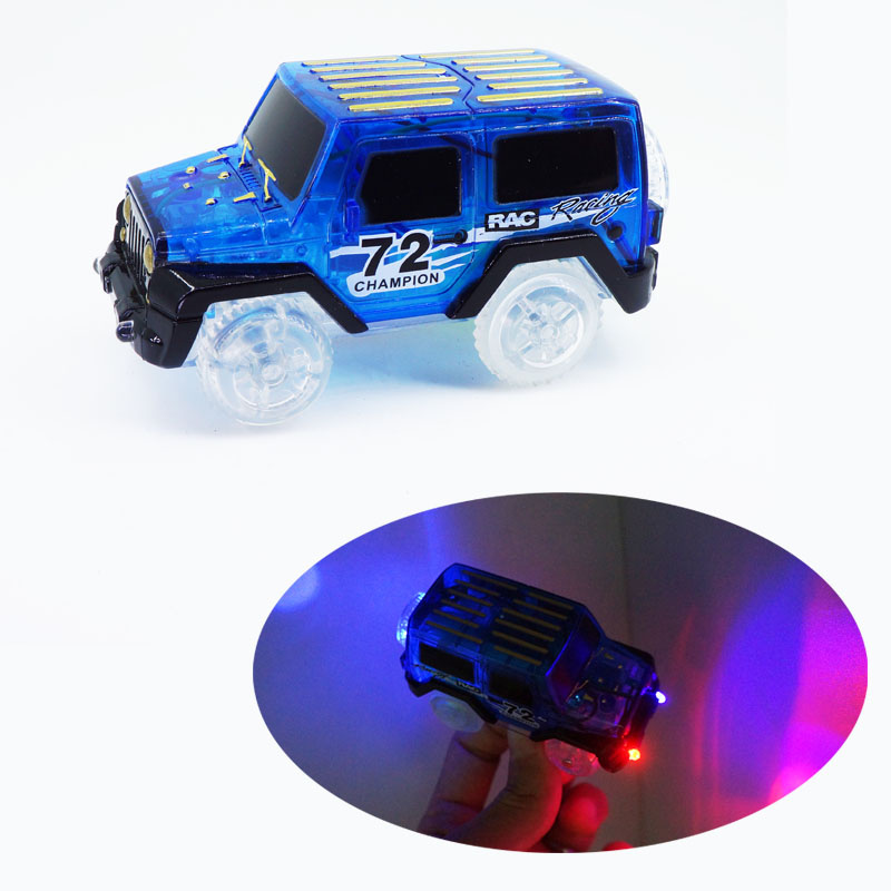 軌道玩具Kitoz Mega Set 赛车轨道在黑暗中发光多彩插槽 LED 灯汽车弯曲灵活轨道扭曲赛道铁路玩具男孩