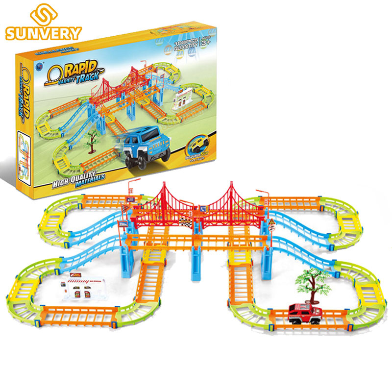 軌道玩具DIY Construction Race Track Toy Set for Kids 3 4 5 6 7 Years Old Boys and Girls Track Playset with 1 Car Kids B