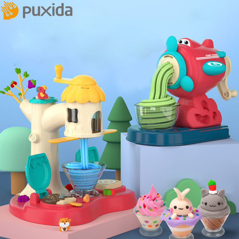 粘土玩具普喜达儿童彩泥创意玩面团冰淇淋和面机过家家厨房玩具套装云泥多色