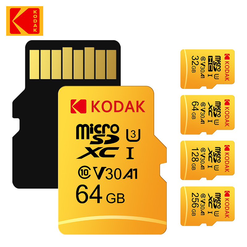 手機存儲卡Kodak Micro SD 卡 128GB Class10 存儲卡 64GB Microsd 閃存驅動器卡 256GB 32GB V30 U3 carao de memoria For Phone