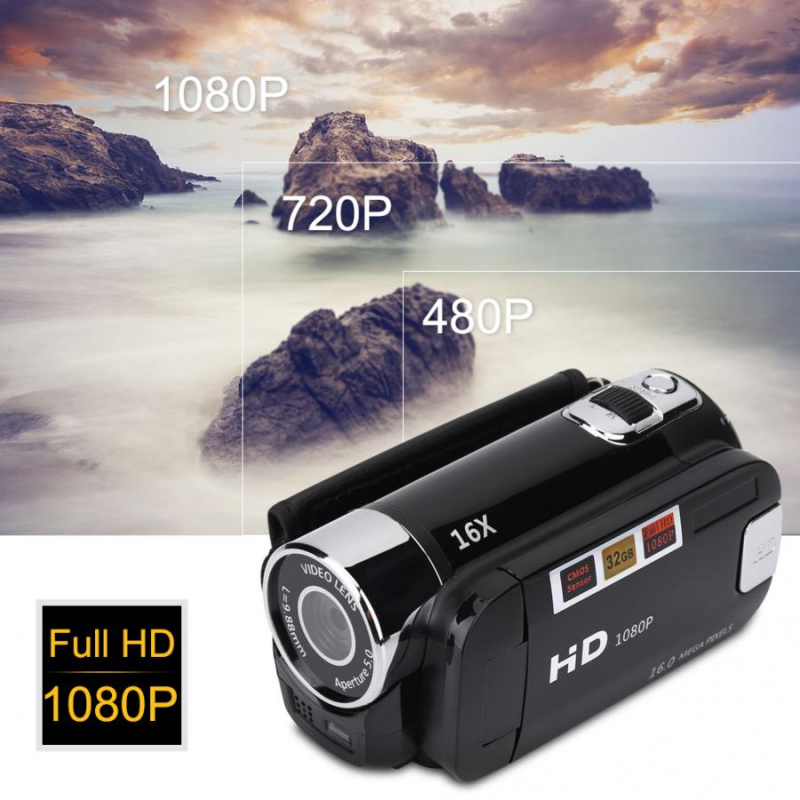 数码摄像机 720P 全高清 16MP DV 摄像机数码摄像机 270 度旋转屏幕 16X 夜拍变焦