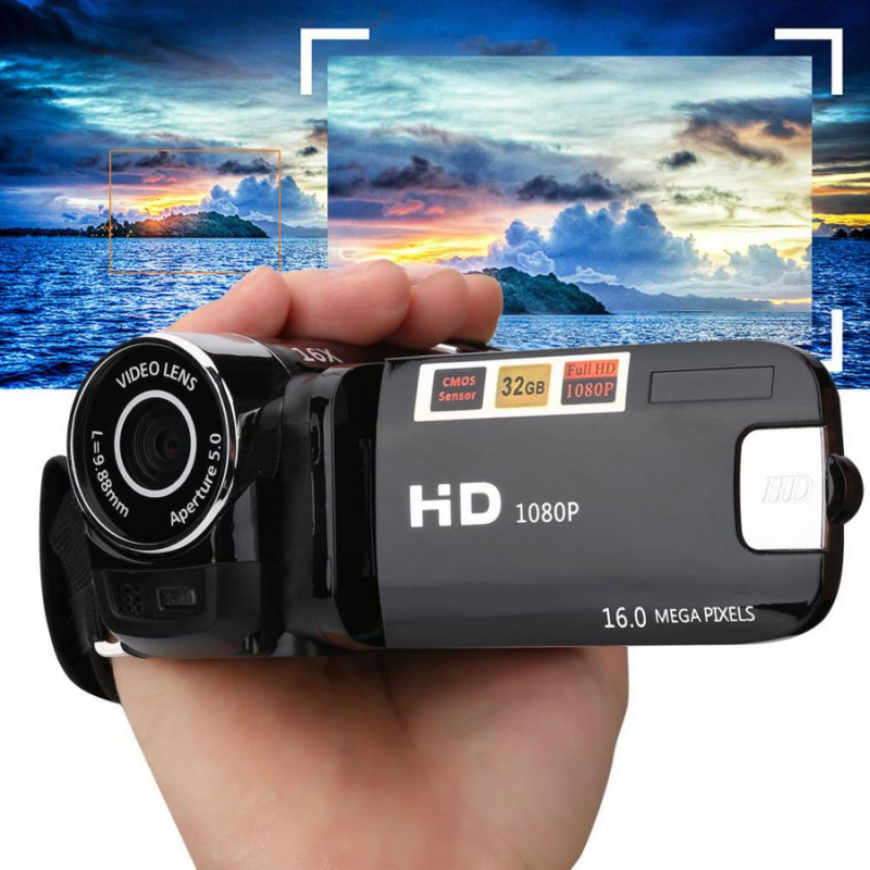 数码摄像机 720P 全高清 16MP DV 摄像机数码摄像机 270 度旋转屏幕 16X 夜拍变焦