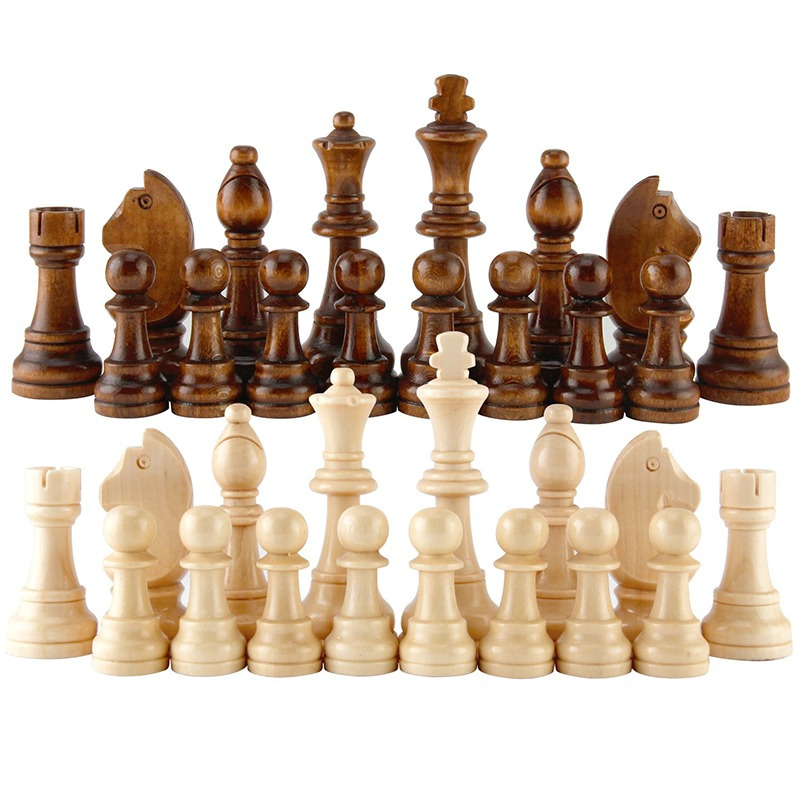 兒童棋32pcs Wooden Chess Pieces Complete Chessmen International Word Chess Set Chess Piece Entertainment Accessories