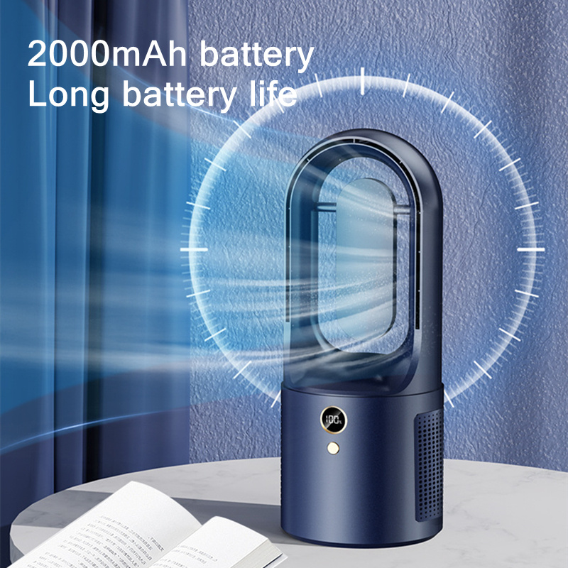 空氣循環扇2000mAh USB Charging Home Air Cooler For Room Ultra Quiet Air Conditioning Fan LED Display with LED Night Light