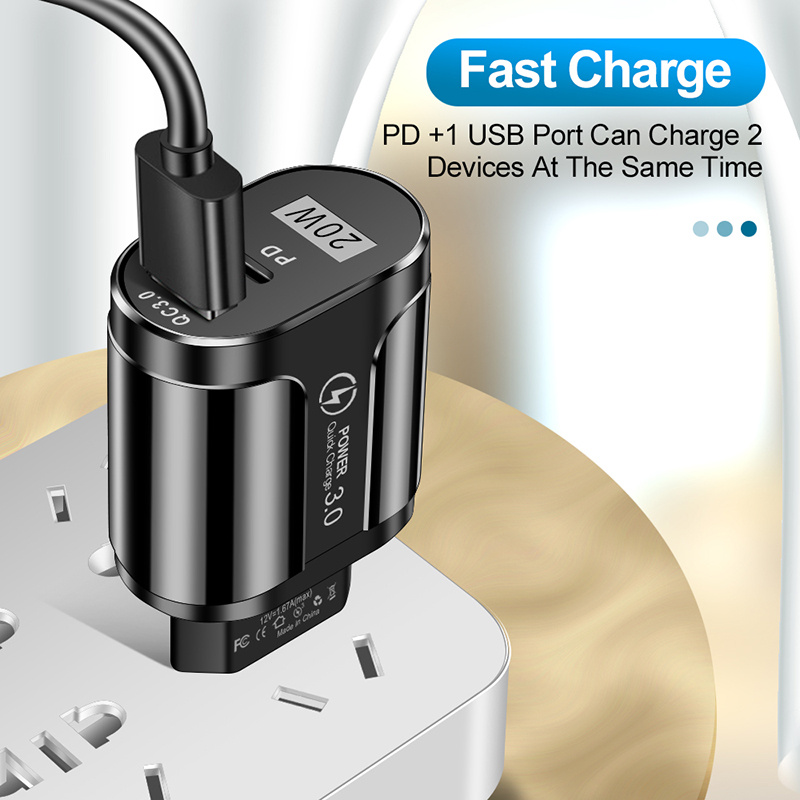 手機充電器Aosexi Fast Charge Charger Mobile Phone 20W PD Type C 3.0 Fast Charging for IPhone 13 12 Pro Original Samsung Xiaomi Usb Plug