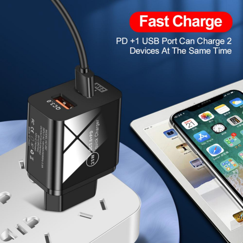 手機充電器Mobile Phone Charger 25W PD Fast Charge 5A Eu US Standard Type-c Adapter For IPHONE 13 12 Pro Xiaomi Samsung Fast Charg