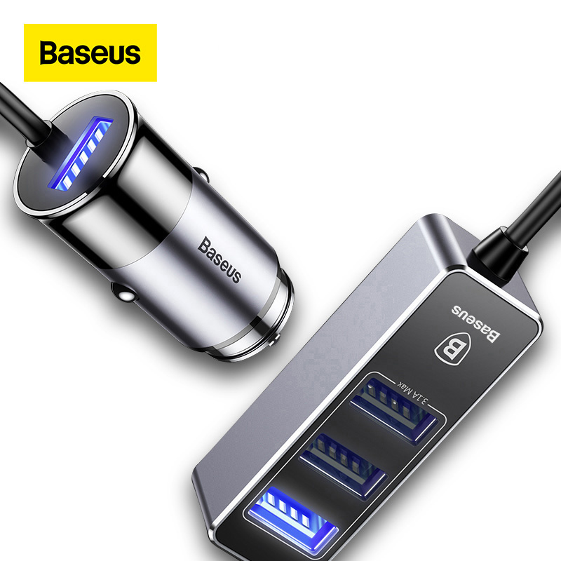 手機充電器Baseus 4 USB 快速車載充電器適用於 iPhone iPad 三星平板手機充電器 5V 5.5A 車載 USB 充電器適配器車載充電器