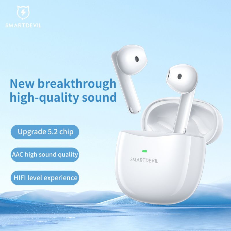 手機耳機SmartDevil TWS 無線藍牙 5.2 耳機真無線立體聲耳塞 USB-C 充電 70 毫秒低延遲手機高保真耳機