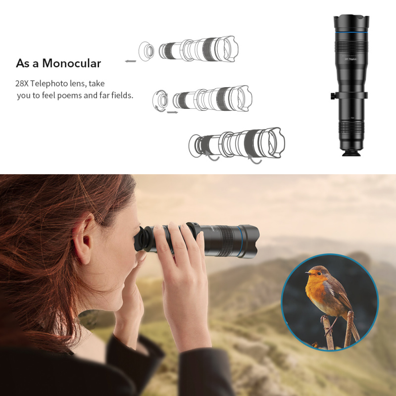APEXEL 36X Phone Camera Lens Telescope Lens Telephoto Zoom HD Monocular + SelfieTripod With Remote Shutter For All Smartphones