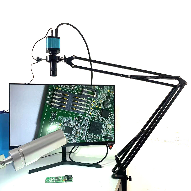 48MP 4K 1080P HDMI USB 工業視頻數碼顯微鏡相機 130X 變焦 C 接口鏡頭懸臂支架用於維修焊接